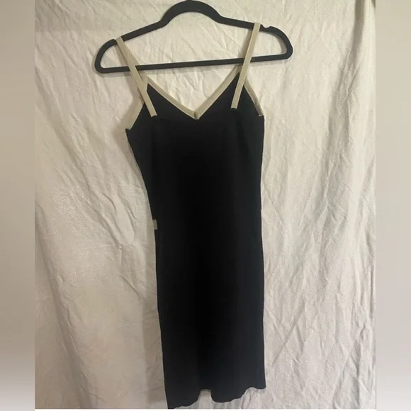 Hermes Paris Logo Black Bodycon Knit Sweater Stretch Tank Mini Dress Size Small - Picture 3 of 4